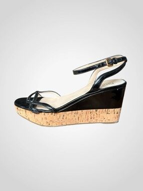 PRADA Patent Leather Cork Wedge Sandal